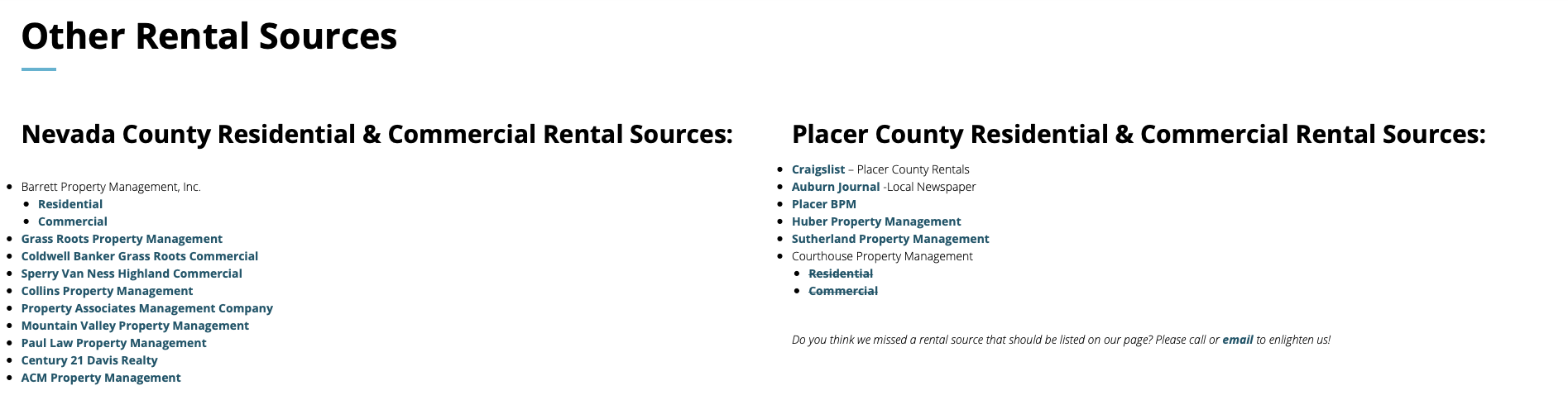 Screen Shot of Barrett Property Management's Other Rental Sources Page